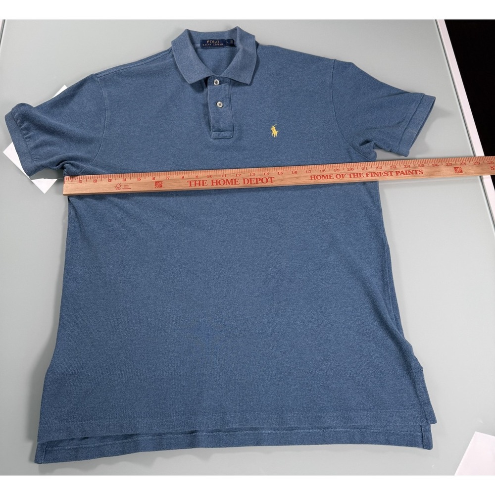 Polo Ralph Lauren Polo Shirt Mens L Short Sleeve Blue cotton Pony Preppy - Picture 7 of 10